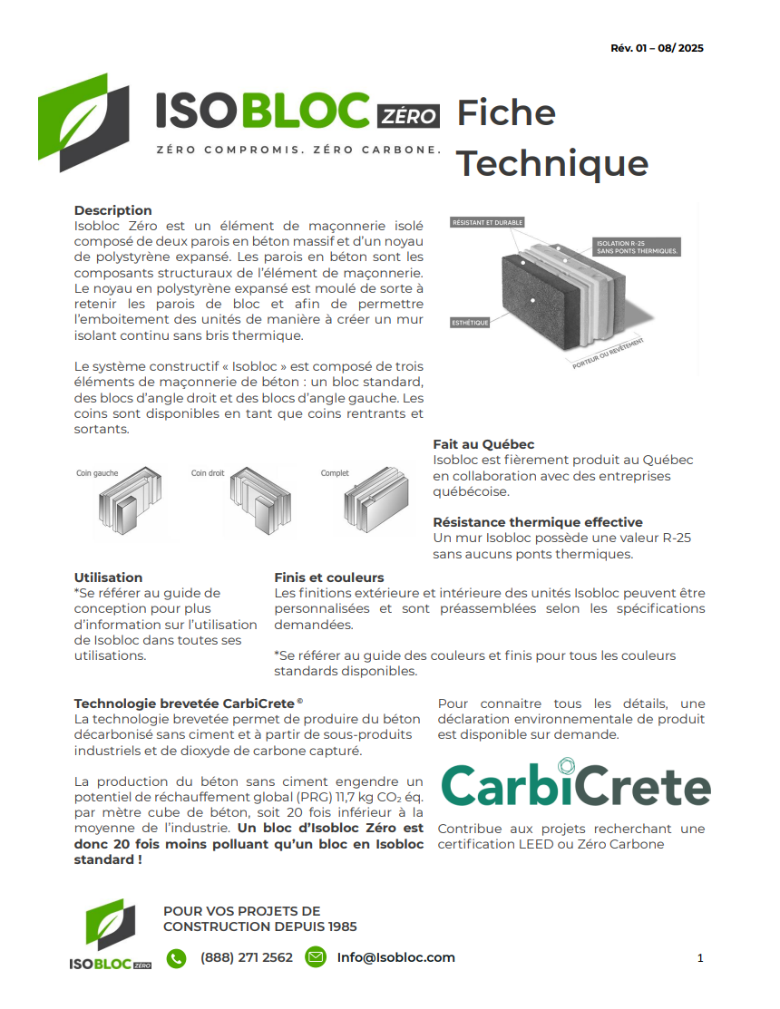 Fiche technique - Isobloc Zero