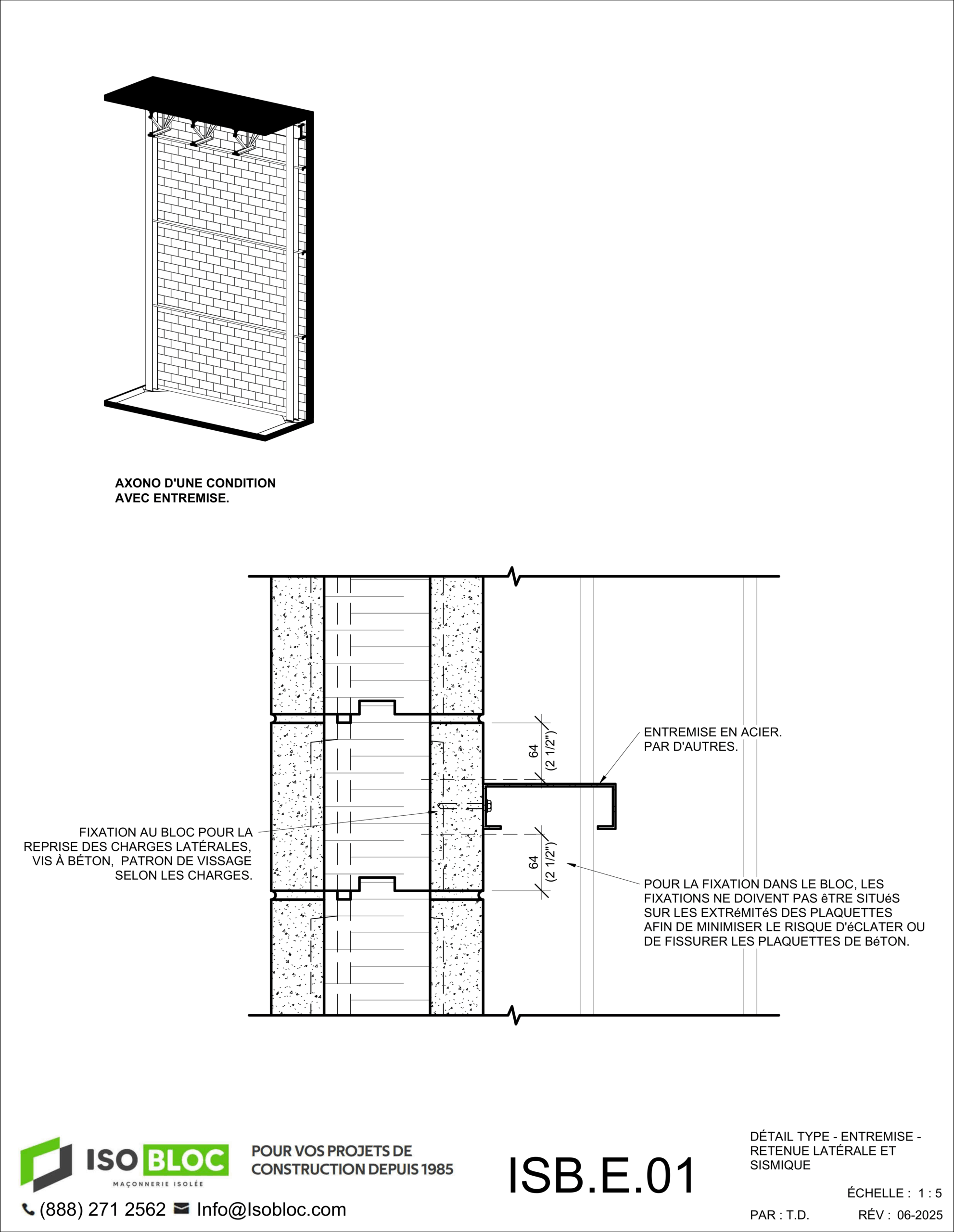 ISB.E.01-DÉTAIL TYPE - ENTREMISE - RETENUE LATÉRALE ET SISMIQUE