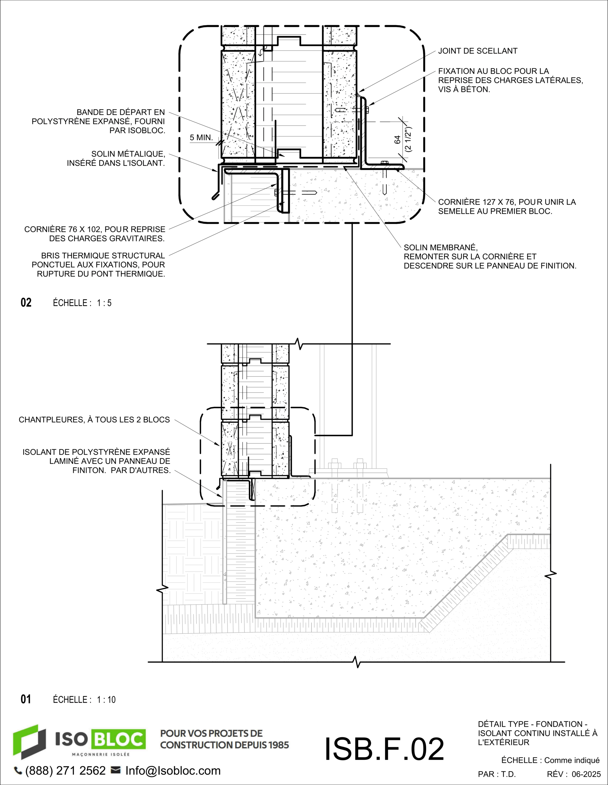 ISB.F.02-DÉTAIL TYPE - FONDATION - ISOLANT CONTINU INSTALLÉ À L'EXTÉRIEUR