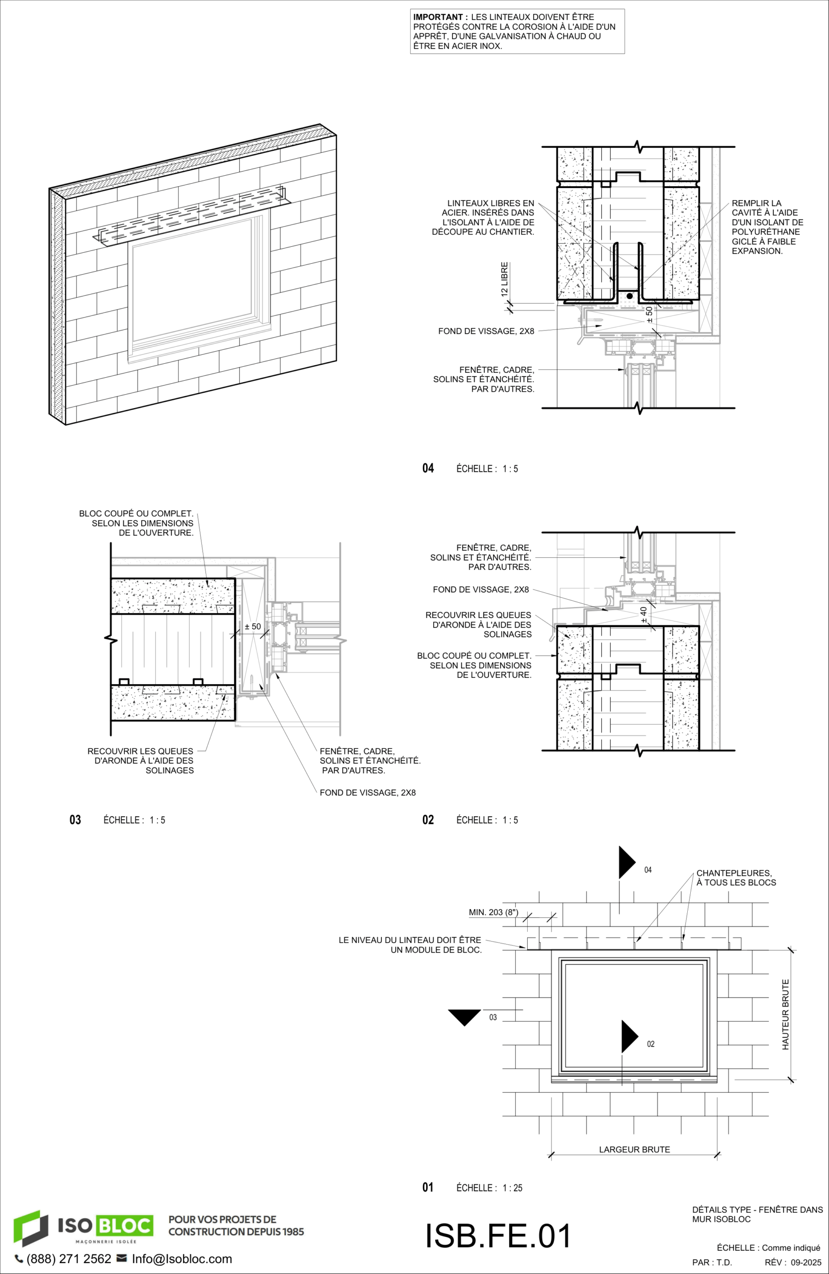 ISB.FE.01-DÉTAILS TYPE - FENÊTRE DANS MUR ISOBLOC_FR