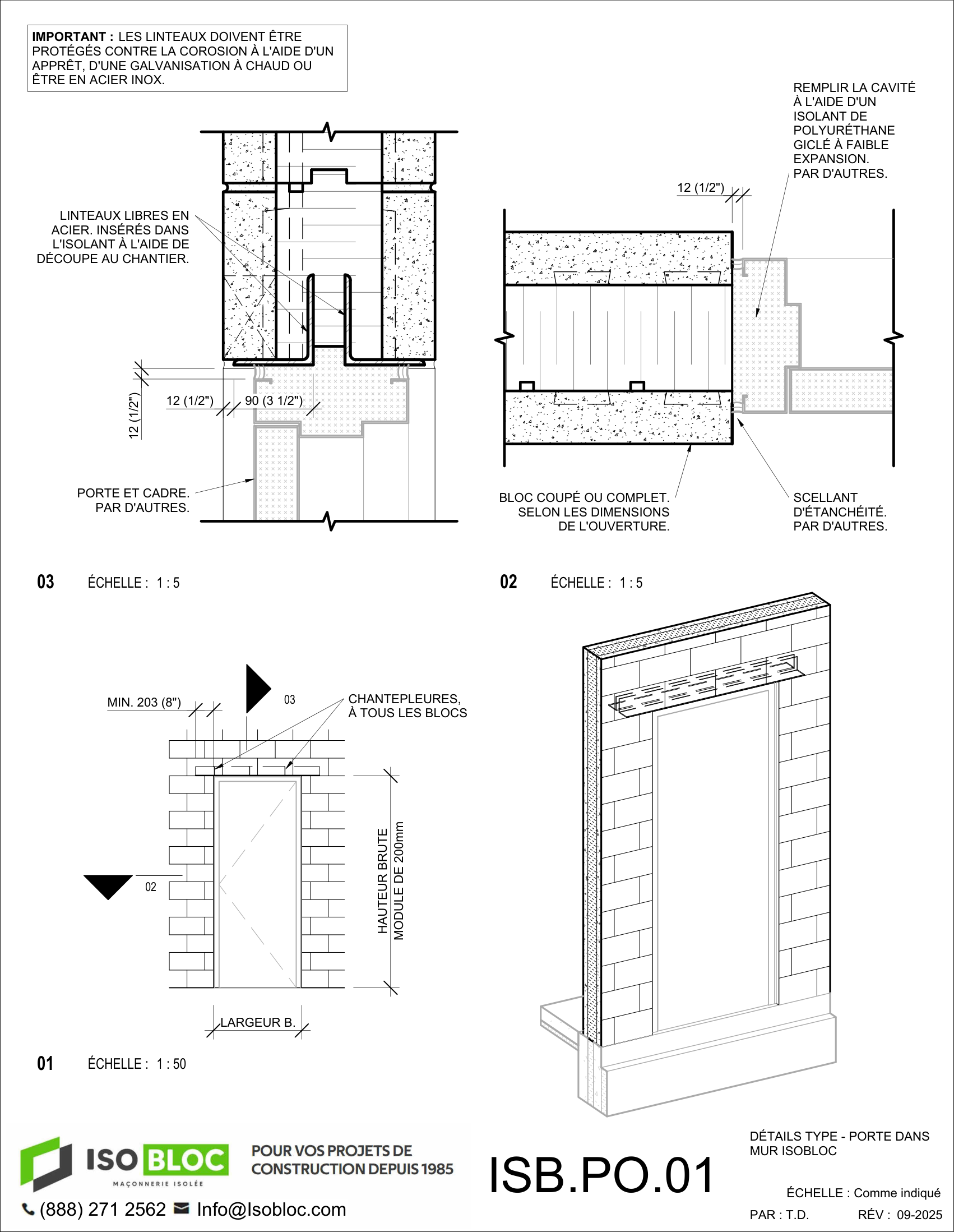 ISB.PO.01-DÉTAILS TYPE - PORTE DANS MUR ISOBLOC_FR