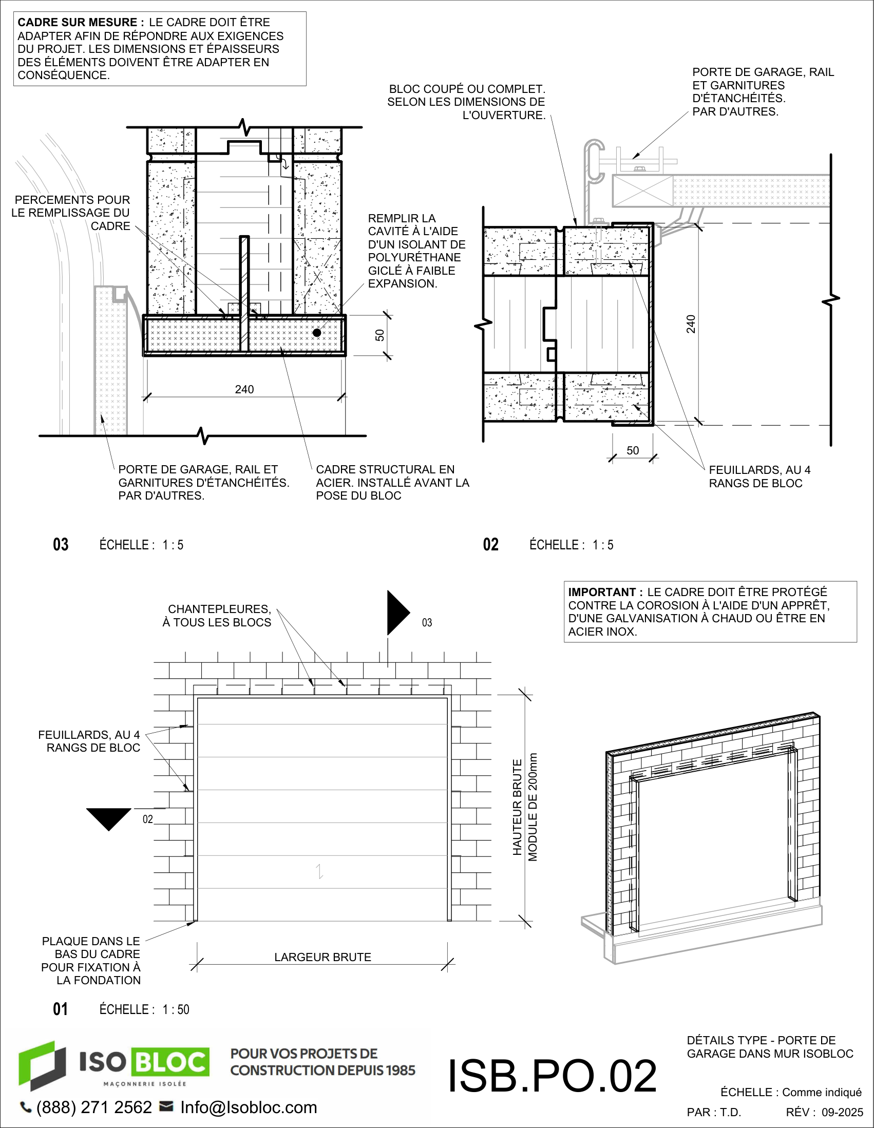ISB.PO.02-DÉTAILS TYPE - PORTE DE GARAGE DANS MUR ISOBLOC_FR