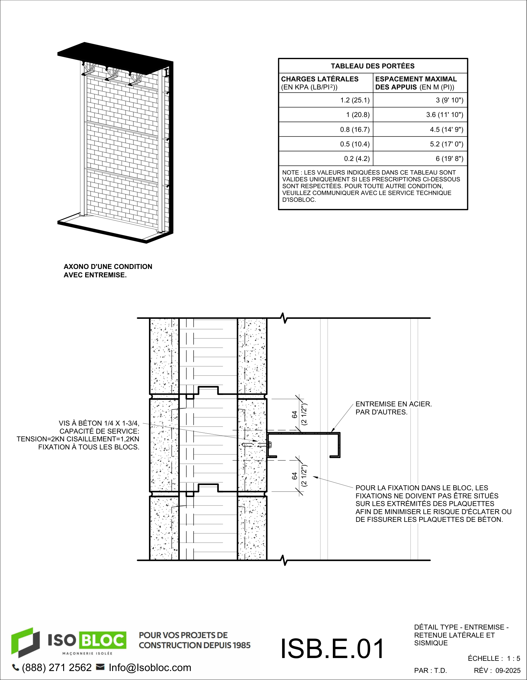 ISB.E.01-DÉTAIL TYPE - ENTREMISE - RETENUE LATÉRALE ET SISMIQUE_FR